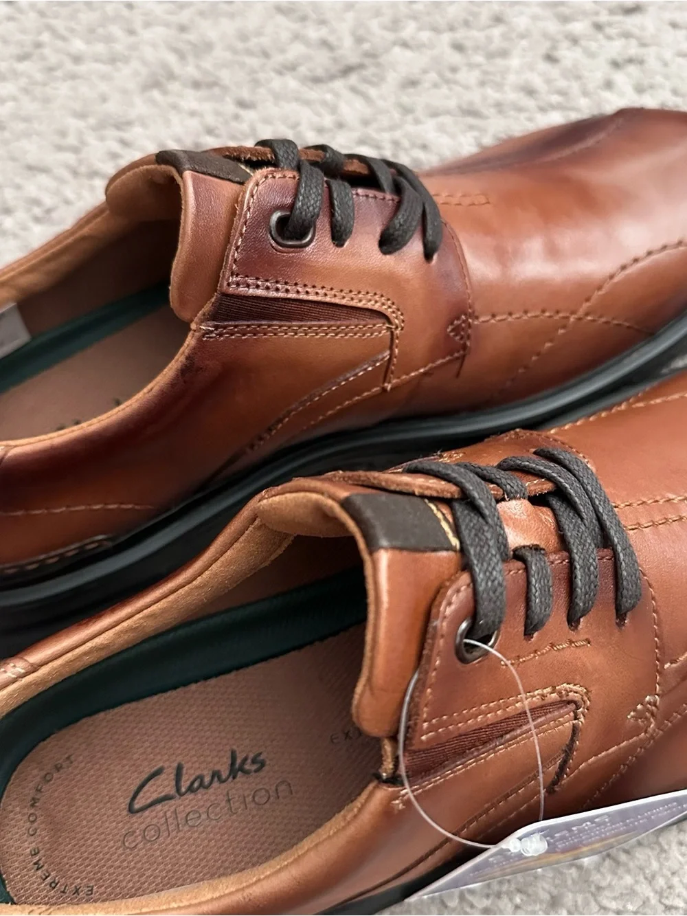 Clarks Gessler Lace-Up Derby Dark tan Leather Mens 9